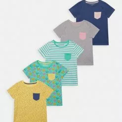 Friboo POCKET TEE 5 PACK - T-Shirt Print - Multi-coloured - 917_green - 602_yellow - 202, Kinder