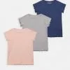 Friboo 3 PACK GIRL RIB TEE - T-Shirt Basic - 401 - Light Pink_102 - Grey_503 - Dark Blue, Kinder
