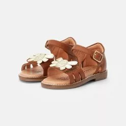 Friboo LEATHER SANDALS - Riemensandalette - Gold/cognac, Kinder